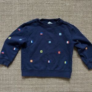 Janie and Jack Navy Sweatshirt with Colorful signal Flags